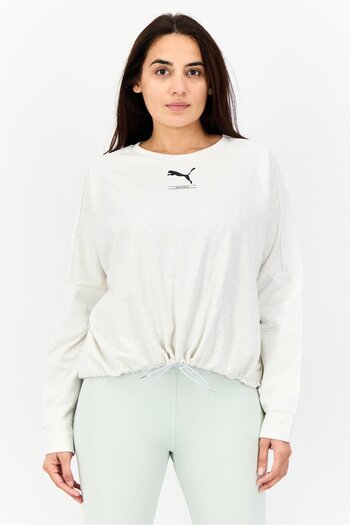Puma Women Relaxed Fit Long Sleeve Outdoor Sweatshirts, Heather Grey