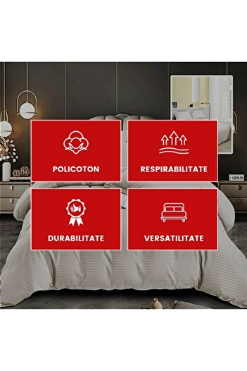PATONE Damask Polycotton Bed Linen, Ivory, 4 Pieces, for Double Bed