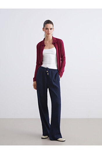 LC Waikiki Sparkling Selections from Shining Store |   Textured Muslin Women's Trousers with Elastic Waistband