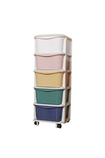 MultiStore Mobile Rack with Storage Containers, Multistore, 5 Drawers, Plastic, Multicolor