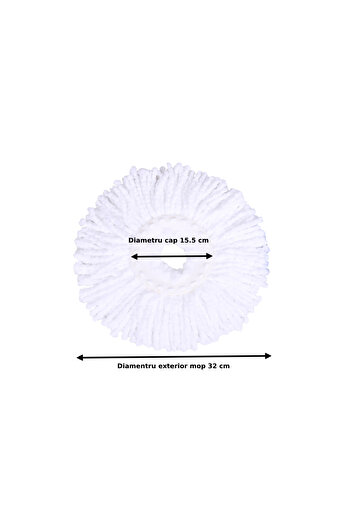 PAA-home Set of 2 mop refills for rotating head with diameter 16 cm, mop outer diameter 32cm white