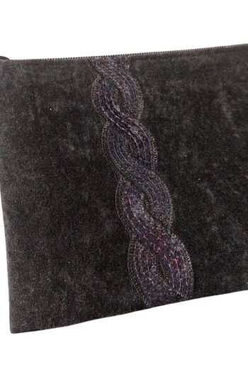 Uretti - Sibel 2453 6616 Handmade Velvet Clutch / Portfolio Bag with Sequin Detail - Black - 16cm X 25cm