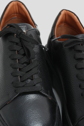 Lufian Tommy Men's Leather Sneaker Shoes Black Black
