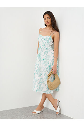 Styli Floral Print Sweetheart Neck Cami Midi Dress