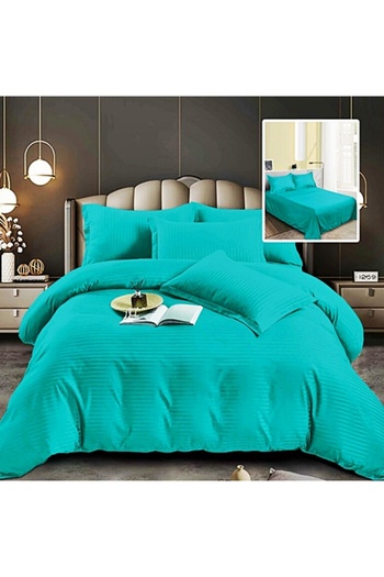 PATONE Damask Polycotton Bed Linen, Turquoise, 4 Pieces, for Double Bed