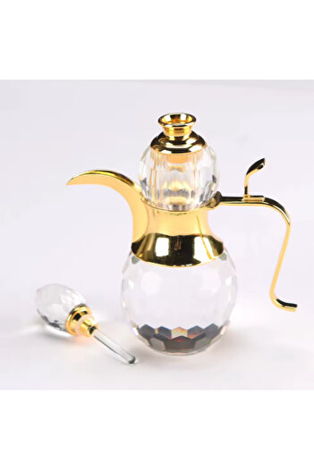 Generic زجاجات عطر كريستالية مزخرفة على شكل إبريق شاي، زجاجة عطر زجاجية بتصميم عتيق، سعة 6 مل