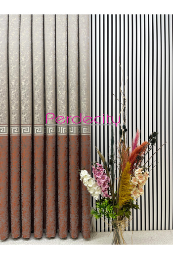 PERDECITY Poseidon Tile Mink Middle Gold Detailed Board Background Curtain 1X3 Tight Pile [Single Wing]