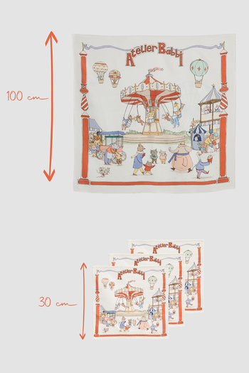 Atelier Babbi Muslin Baby Cover and 3-Piece Mouth Diaper Set - Funfair