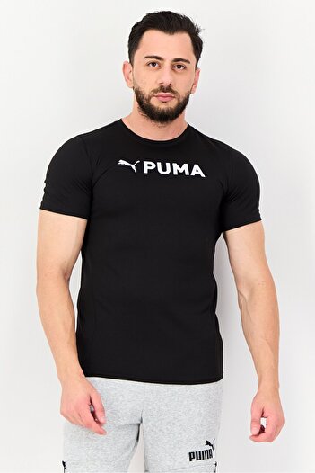 Puma Men Sportswear Fit Brand Logo Short Sleeves Training T-Shirt, Black