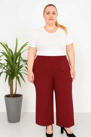 B&C AYAZ BUTİK Women's Battal Size Palazzo Stone Trousers