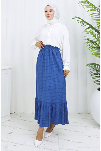 sefamerve Elastic Waist Skirt 2127-05 Indigo