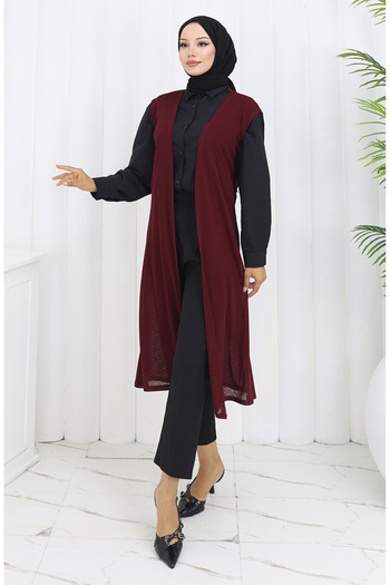 sefamerve Simple Thin Basic Long Vest Women's Vest Plus Size Vest 8763-02 Plum
