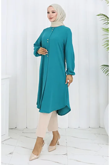 sefamerve Button Detailed Aerobin Tunic 0175-08 Mint Green