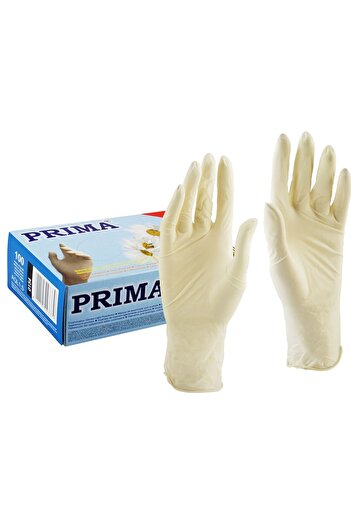 Vetro Design Lightly Powdered Latex Gloves, White, PRIMA Size XL, 100 Pieces