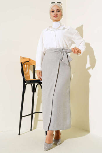 TrendParis Side Tie Linen Skirt