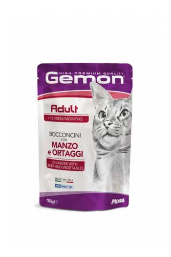 Monge Gemon Chunkies Cat Complete Wet Food - Beef - 100 g