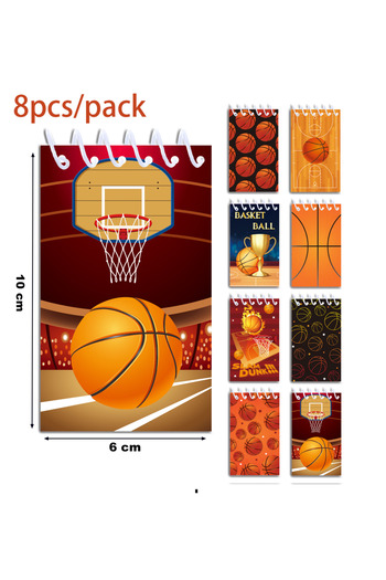 Choice 8pcs-XQ017 8pcs Basketball Sports Themed Mini Spiral Pocket Notebooks Memo Pad Coil Booklet Notepads