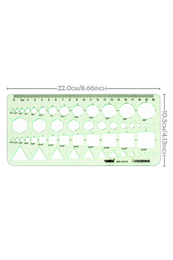 Choice JSH-4315 Geometric drawing measuring ruler hollow formwork ruler, suitable for offices and schools,