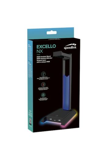Speedlink Excello Nx RGB Headphone Stand, USB 2.0 Hub, Black