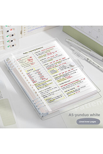Choice 23x17.5cm White A5 Transparent Soft Cover 120 Pages Diary Loose Leaf Checkered Book School Notebooks