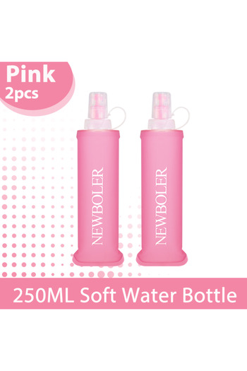 Choice BOT200-250-LIGPINK-2 150ml/250ml/500ml Outdoor Collapsible Silicone Bite Size Water Bottle Running C