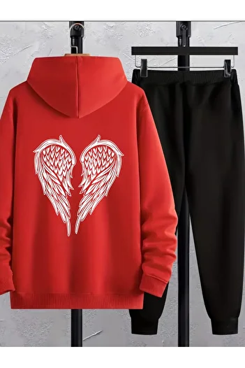 FAEL LİFE Women / Girl Wide Cut Oversized Tracksuit Set Angel Wing Print