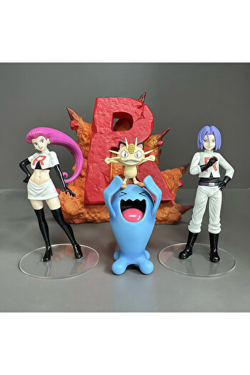 BANDAI 1 set Rocket Team Anime Figures Jessie James Figures Pvc Model Room Ornament Decoration Statue Kids