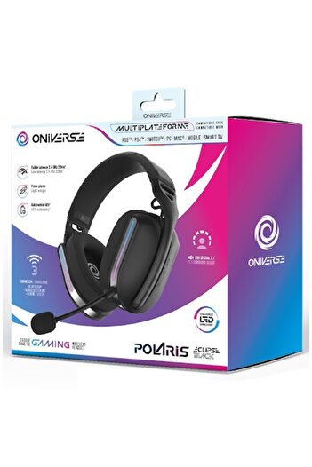 Oniverse Căști wireless pentru gaming Polaris, Bluetooth, dongle USB, negre, latență 2.4 GHz, autonomie de 33 de ore