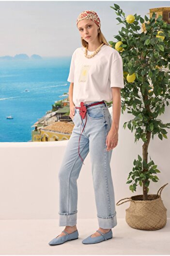 HEQA Printed Basic T-Shirt Sunshine