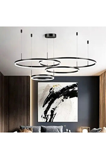 LED CONCEPT LED chandelier with 3 types of light and remote control, black, round, 241W, dimmable, 60x60x90cm