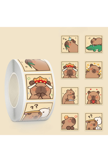 Miniso 500PCS 500pcs/Roll Cute Capybara Sticker Graffiti Aesthetic Decorative Decals Luggage Laptop Cup Pho