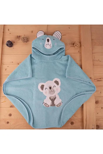 Baveno Cute Koala Patterned Hooded Baby & Kids Poncho Towel