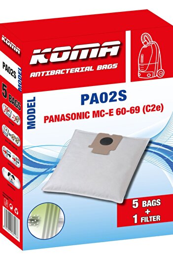 KOMA PA02S - Bags for Panasonic MC-E 60-69 (C-2e) vacuum cleaner, textile, 5pcs