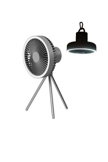 COOYA Tripod Camping Fan,Portable Battery Operated Fan with LED Lantern,Outdoor Silent Tent Fans with Hook