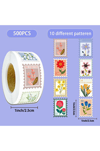 Choice 500PCS 500PCS Creative Flower Stamp Roll Sticker Ins Style Decorative Notebook, Hand Account, Water