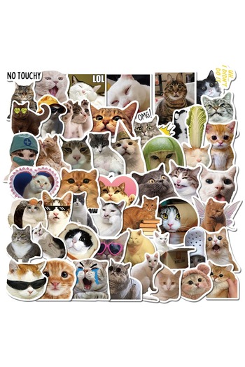 Choice 50pcs 50pcs Funny Animals Sticker Cat Waterproof Graffiti Sticker Toys Phone Water Bottle Notebook K