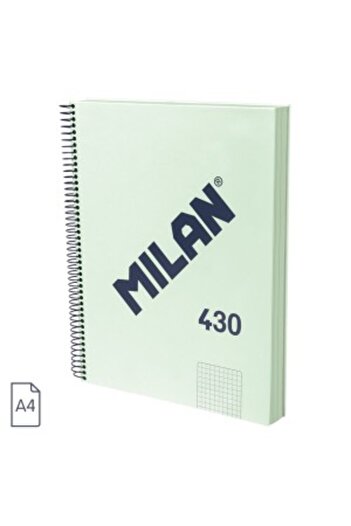 Milan Notebook A4, 120 Sheets, Paper Weight 95g/sm, Spiral, Color Green, Grid Format