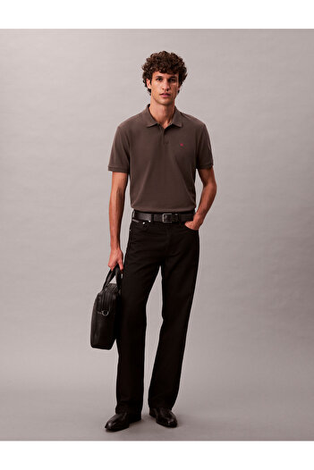 Calvin Klein Men Gray Monogram Pique Regular Short Sleeve Polo T-Shirt