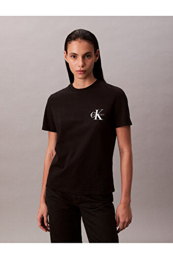 Calvin Klein Women Black/Bright White Pack of 2 Monologo Crew Neck T-Shirt