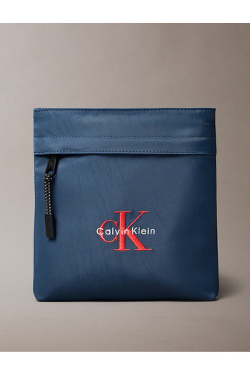 Calvin Klein Men Blue Nylon Monogram Logo Flatpack