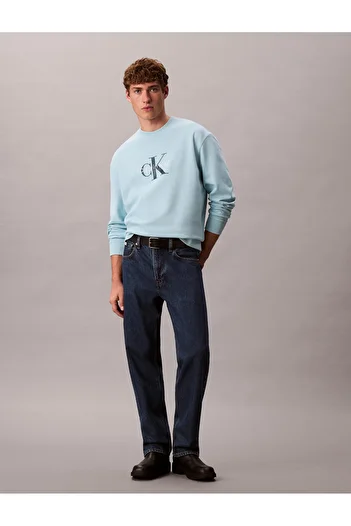 Calvin Klein Calvin Klein Men Blue Monogram Crew Neck Pullover Sweatshirt