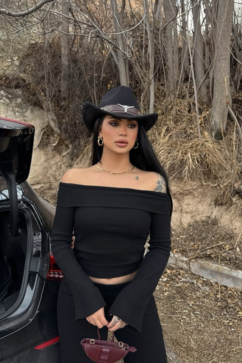 Siner Fashion Set de îmbrăcăminte pentru femei, negru, cu mâneci lungi, cu guler Madonna, cu picioare largi