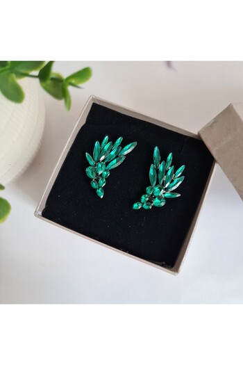 OEM Angel wing earrings with turquoise pebbles