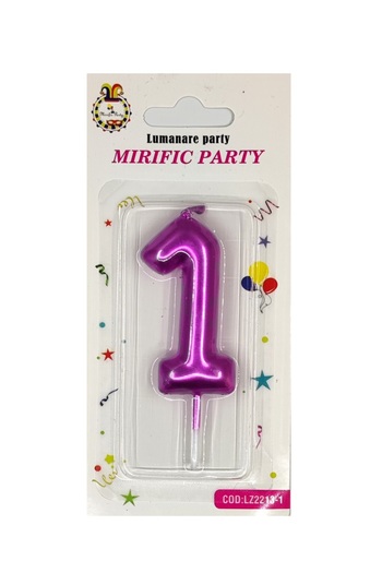 SDX Market Cake candle, number 1, Neon Magenta, 8 cm