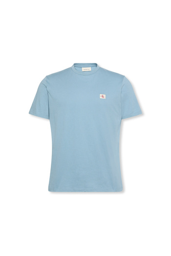 Calvin Klein Men Smoke Blue 30S Cotton Badge Jersey T-Shirt