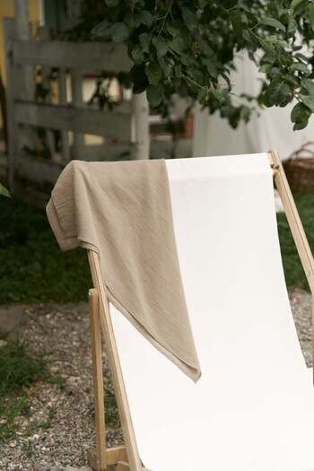 BOHEMAİ Alba Striped Khaki Linen Scarf