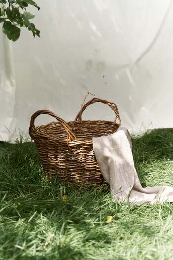 BOHEMAİ Peony Stripe Detail Brown Linen Scarf