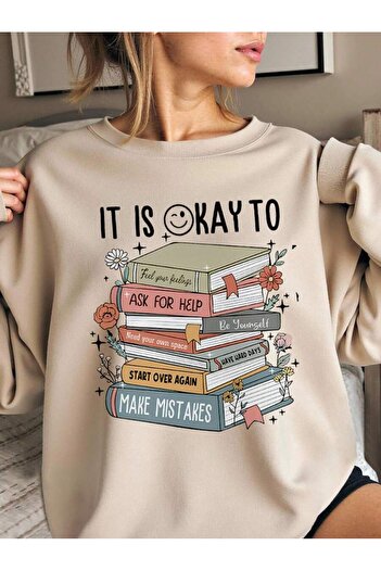 uyguntarz Unisex Είναι εντάξει με στάμπα υπερμεγέθη φούτερ
