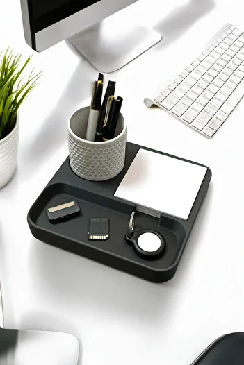 Melyonek Desktop Organizer - Desktop Organizer with Pen Holder and Notepad Compartment