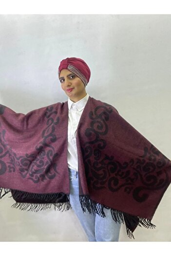 ALDAİR Women's winter double-sided poncho shoulder 140x140